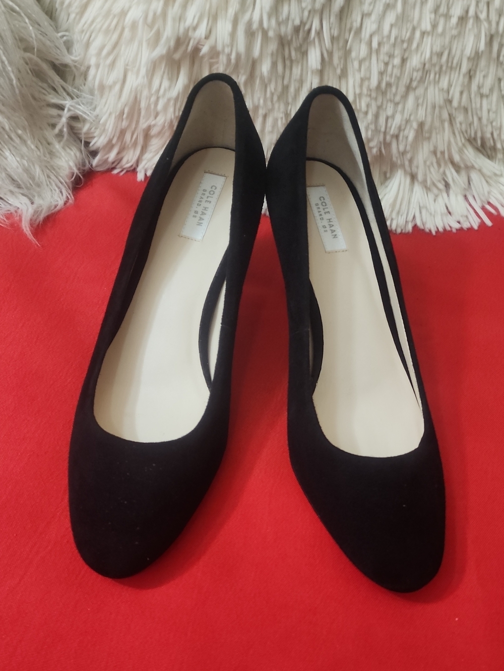 Cole Haan Eva Black Suede Rounded Toe Flats